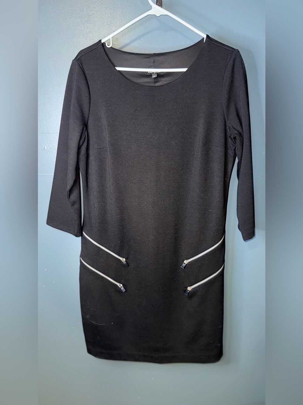 Express Black Shift Dress with Decorative Silver Zippers